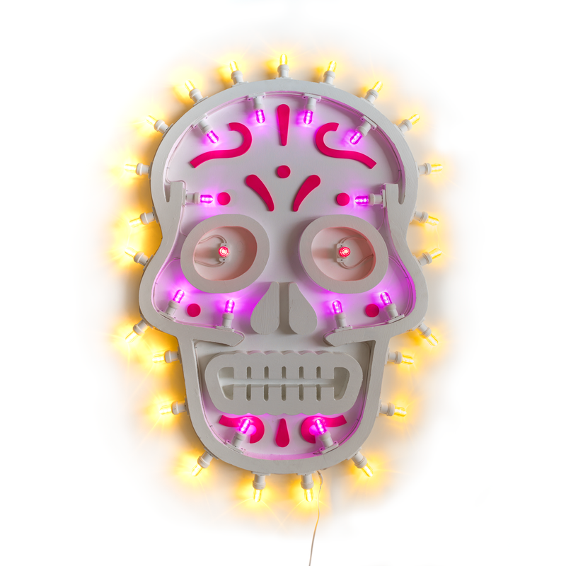 tuttiSanti - luminaria - Nuestra Señora de la Santa Muerte skull teschio led wall lamp - shop design contemporary art objects