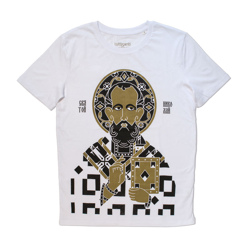 Saint Nicholas | limited edition | t-shirt | Shop fashion art made in Puglia | Buy an affordable cool design gift.